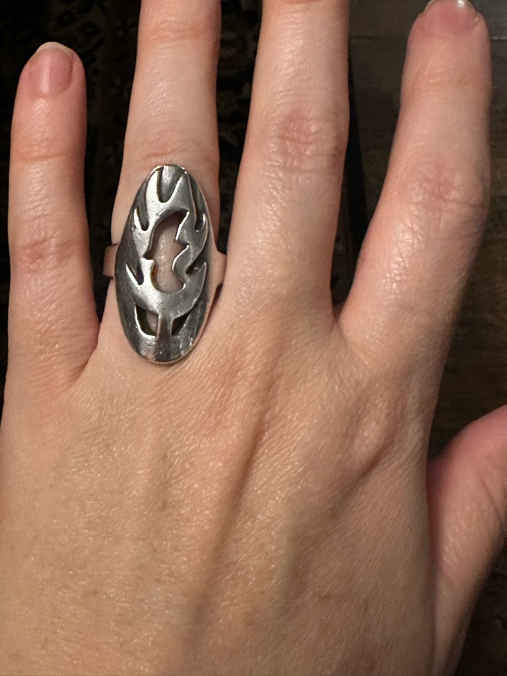 Sterling Silver Bird/Flame Ring - Size 8